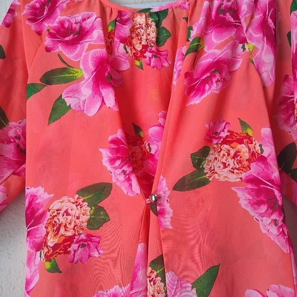 Wishful Park Sheer Floral Top Blouse Size M - Picture 6 of 10